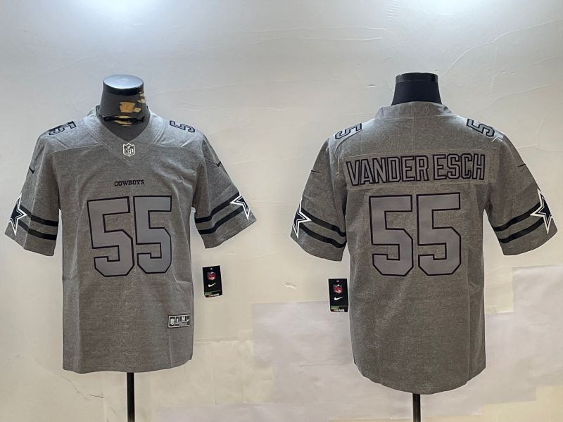 Men Dallas Cowboys #55 Vanderesch Grey Throwback 2024 Nike Limited NFL Jersey style 1->dallas cowboys->NFL Jersey